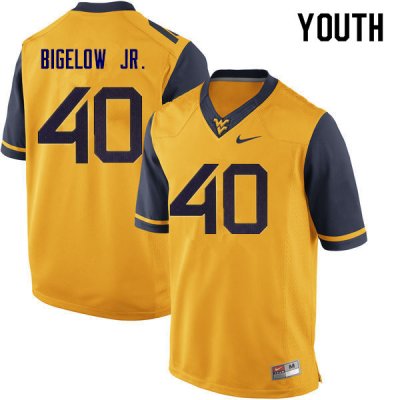 Youth West Virginia Mountaineers NCAA #40 Kenny Bigelow Jr. Yellow Authentic Nike Stitched College Football Jersey ER15K30ZO